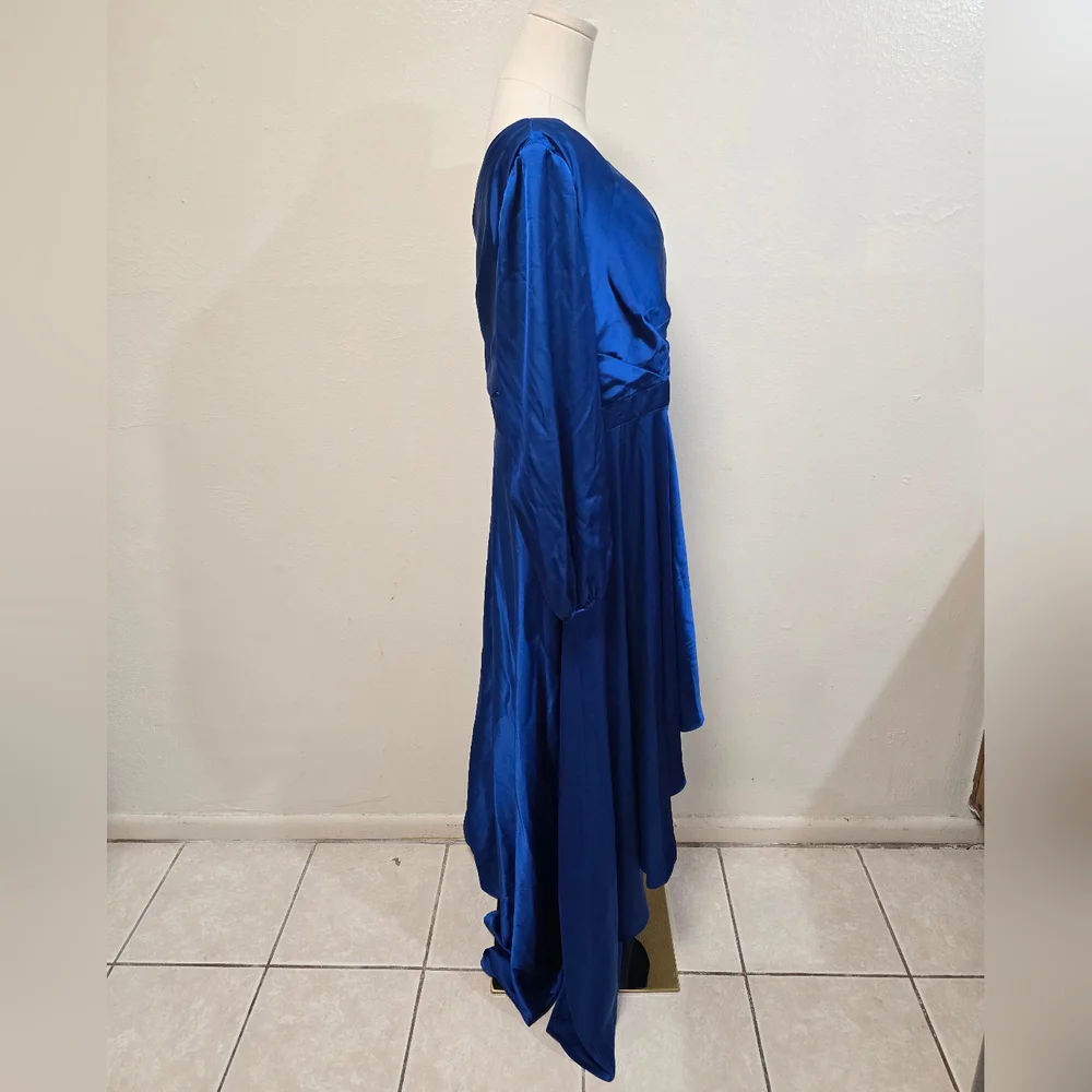 Mac Duggal High Low One Shoulder Dress Cobalt Blue Size 12